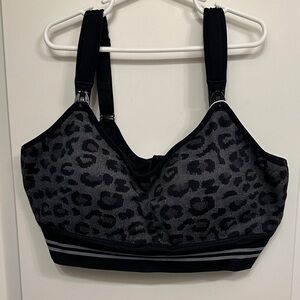 Leopard Print Pumping and Nursing Sports Bra in Black and Gray